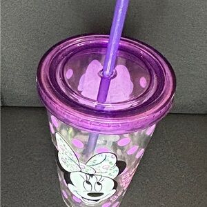 Purple Minnie Mouse Tumbler with Straw